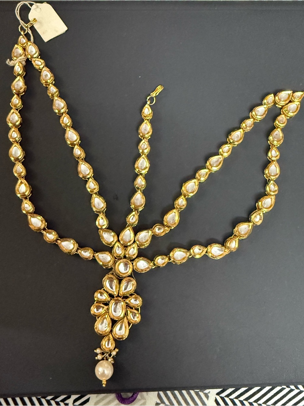 Gold and White Kundan Statement Necklace - Women Jewelry